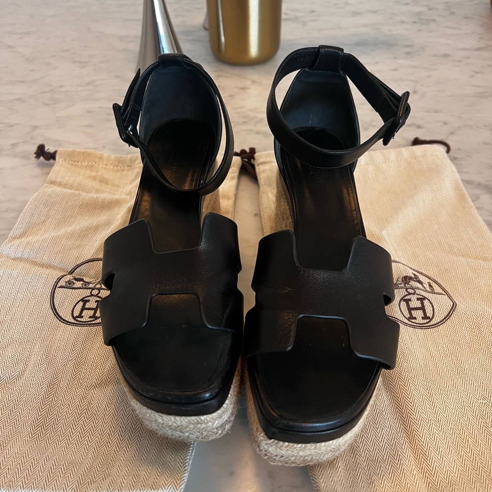 Hermes Tilana sandal - beautiful, classic design with wearable wedge heel